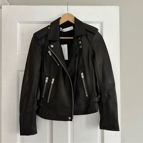 IRO Newhan Leather Jacket in Black - Picture 3 of 10